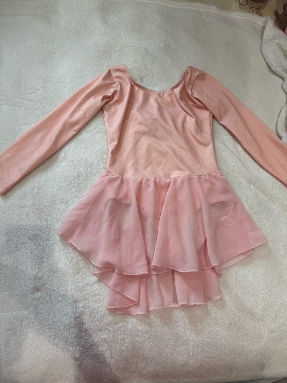Girls' Long-Sleeve Ballet Leotard with Chiffon Skirt - Pink